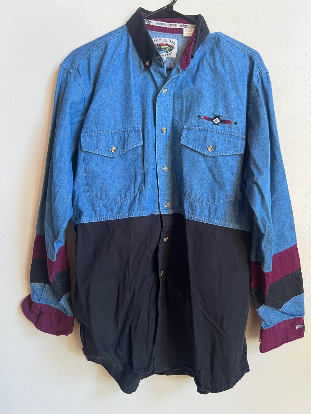 Cumberland Outfitters vintage southwestern Colorblock Button-Down Shirt rodeo*